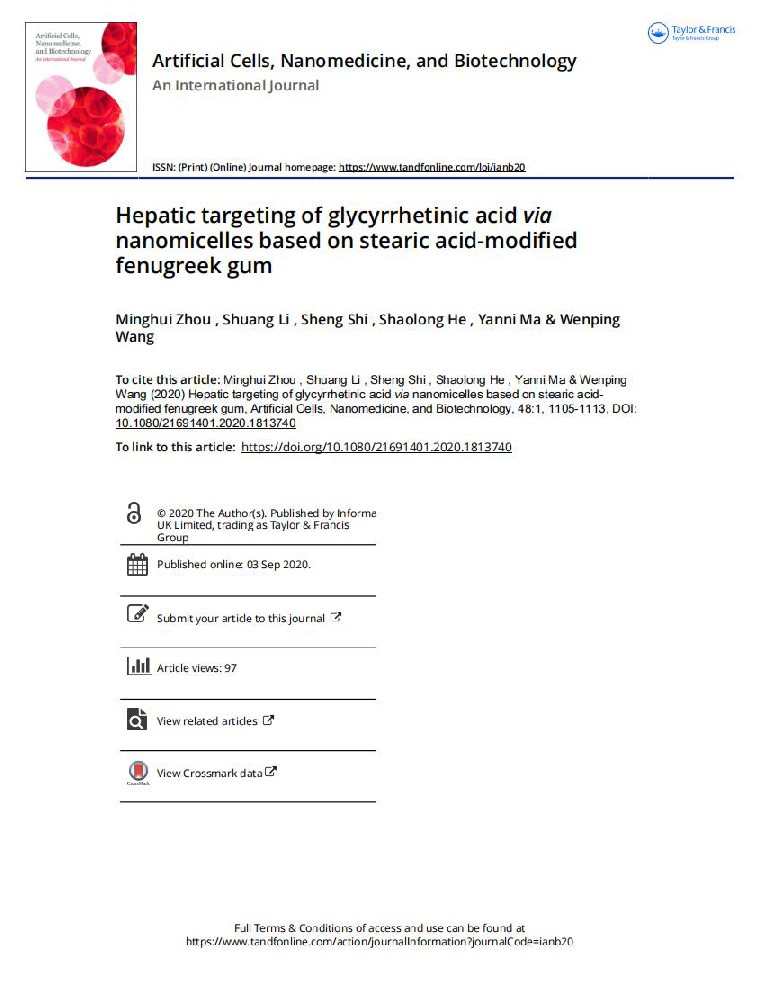 Hepatic targeting of glycyrrhetinic acid via nanomicelles based on stearic acid-modified fenugreek gum